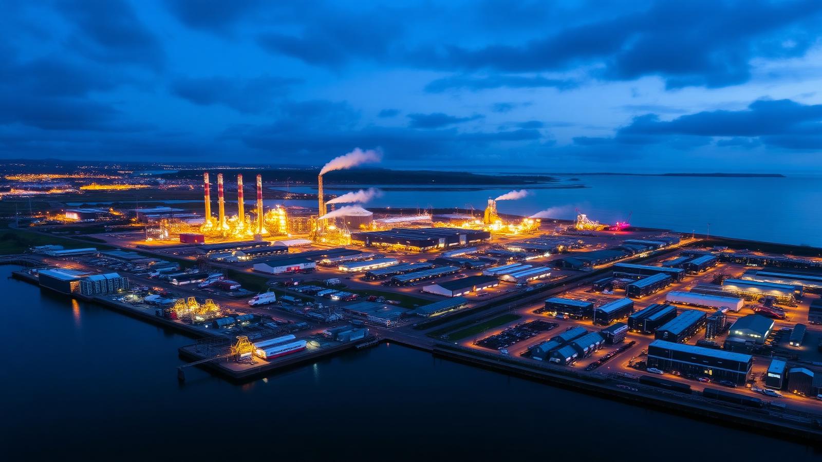 Grangemouth industrial hub at dusk